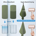 BOGI Microfiber Travel Sports Towel-Quick Dry Travel Towel,Soft Lightweight Absorbent Compact for Camping Gym Beach Bath Yoga Swimming Backpacking (L:60''x30''+16''x16''-AGreen)