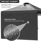 KAMPKEEPER 10x10 Pop Up Canopy Tent with 2 Sidewalls, Beach Tent - Easy Outdoor Sun Shade for Events, Parties, Camping - Gazebo with 4 Weight Bags & Carry Bag. (Black)