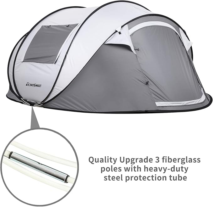 EchoSmile Instant Pop Up Camping Tent, 2/4/6 Person, Easy Setup Tent, Water Resistant Dome, Portable with Carry Bag