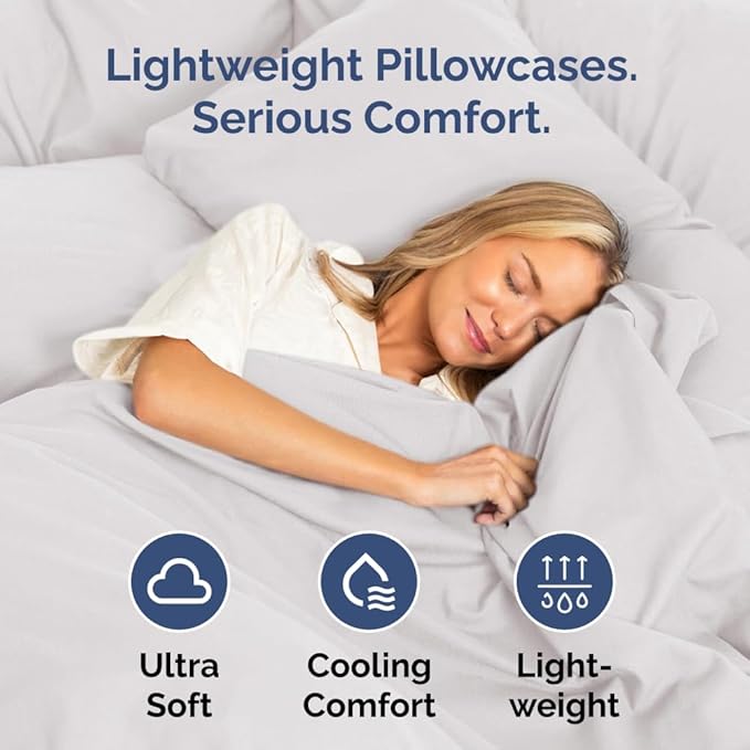 King Standard Pillow Cases Set of 2 - Soft Hotel Quality Pillowcase Covers - Comfy Bedding for Women, Men, Kids & Teens - Machine Washable Pillow Protectors - 2 Piece Set - King Standard French Grey