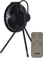 Claymore V1040 Fan (Black) - Premium Rechargeable Portable Air Circulator. Powerful, Quiet with Large 10,400mAh Battery, Versatile Stand & Remote Control. Up to 23 Hours Runtime, All Seasons.