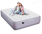 Queen Air Mattress wit with 1300mAh Battery Powered Pump,18"Raised Super soft and comfortable Dutch velvet fabric750lbs Support Portable Inflatable Mattress,Air Bed for Camping, Home and Guest-Purple