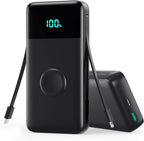 Portable Charger 40800mAh for iPhone with 2 Built-in Cable and iWatch Charger, 5-in-1 25W PD Fast Charging USB C Power Bank,QC4.0 LED Display Battery Pack for iPhone 16/15/14/13/12,Android,Apple Watch