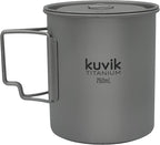 Kuvik Titanium Pot with Lid 750ml (25.4 oz) - Ultralight and Compact Pot for Backpacking, Camping, and Survival