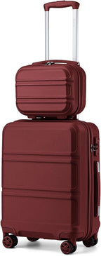 Kono Carry On Luggage Set Lightweight Airline Approved Carry On Suitcase with TSA Lock Spinner Wheels Durable Luggage Hardside Burgundy