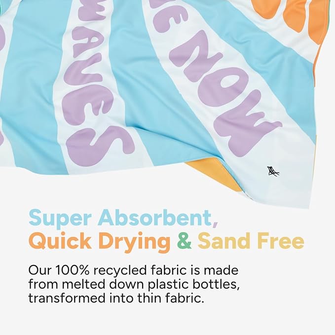 Dock & Bay Beach Towel - Quick Dry, Sand Free - Compact, Lightweight - 100% Recycled - Includes Bag - Vitamin Sea - Large (160x90cm, 63x35)