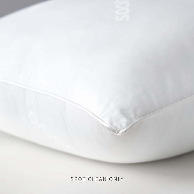 Saatva Down Alternative Pillow - Hypoallergenic Pillow with Plush & Airy Feel - Breathable Organic Cotton Cover - Lofty Microdenier Down Alternative - Queen (28"x16"), 1 Pack