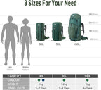Night Cat Internal-frame Hiking Backpack: 100L Large Camping Backpack for Men Women Traveling Waterproof Rain Cover Green