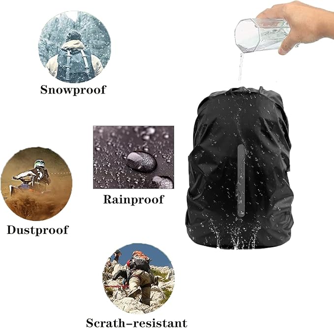 2 Pack Waterproof Rain Cover for Backpack, Backpack Rain Cover with Reflective Strip，Rucksack Rain Cover for Bicycling/Hiking