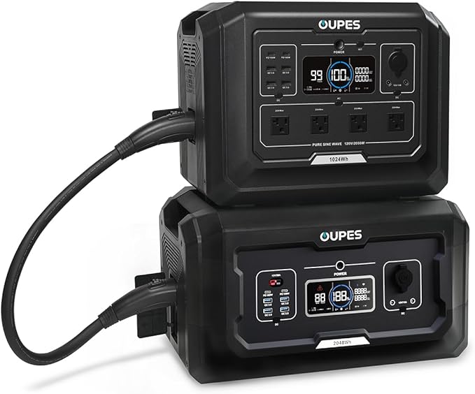 OUPES Power Station Mega 1 & B2 Extra Battery, 3072Wh Power Supply w/ 4 2000W AC Outlets (4500W Peak), LiFePO4 Battery Power for Outdoor Camping, Home Backup, RV Emergency