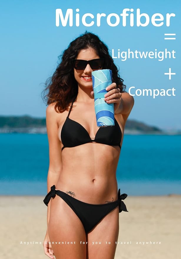 4 Pack Microfiber Lightweight Beach Towel Sand Free Quick Dry Absorbent Thin Compact Towels for Swimming Pool Camping Beach Accessories Large Easy Pack Travel Things for Vacation Essentials Gift