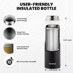 Insulated Water Bottle 20 oz, Triple Wall Vacuum Stainless Steel (Cold for 48 Hrs), Leak Proof & Non-BPA, Kids Water Bottle Jug for School with Straw Spout Lids, Ombre: White/Black