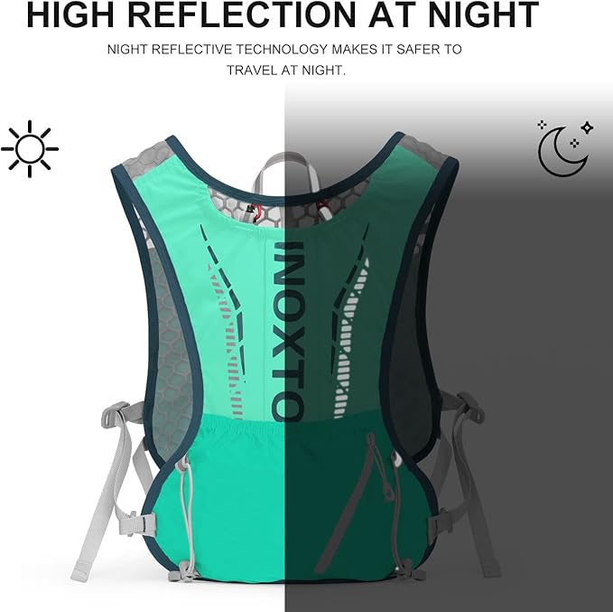 INOXTO Hydration Vest Backpack,Lightweight Water Running Vest Pack with 1.5L Water Bladder Bag Daypack for Hiking Trail Running Cycling Race Marathon for Women Men