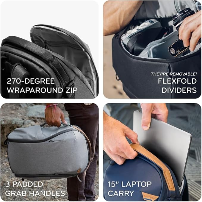 Peak Design Everyday Backpack Zip 15L, Kelp, 270-Degree Zip, Dual Side Pockets, FlexFold Dividers, Fits 15" Laptop, For Camera Carry, Daily Commutes or Travel, Versatile Backpack for Men and Women