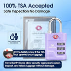 SURE LOCK TSA Approved Luggage Lock – 3-Digit Resettable Combination Padlock with Open Alert Red Dot, Large Easy-Read Dials for Suitcases, Backpacks, Gym & School Lockers(Purple 2 pk)