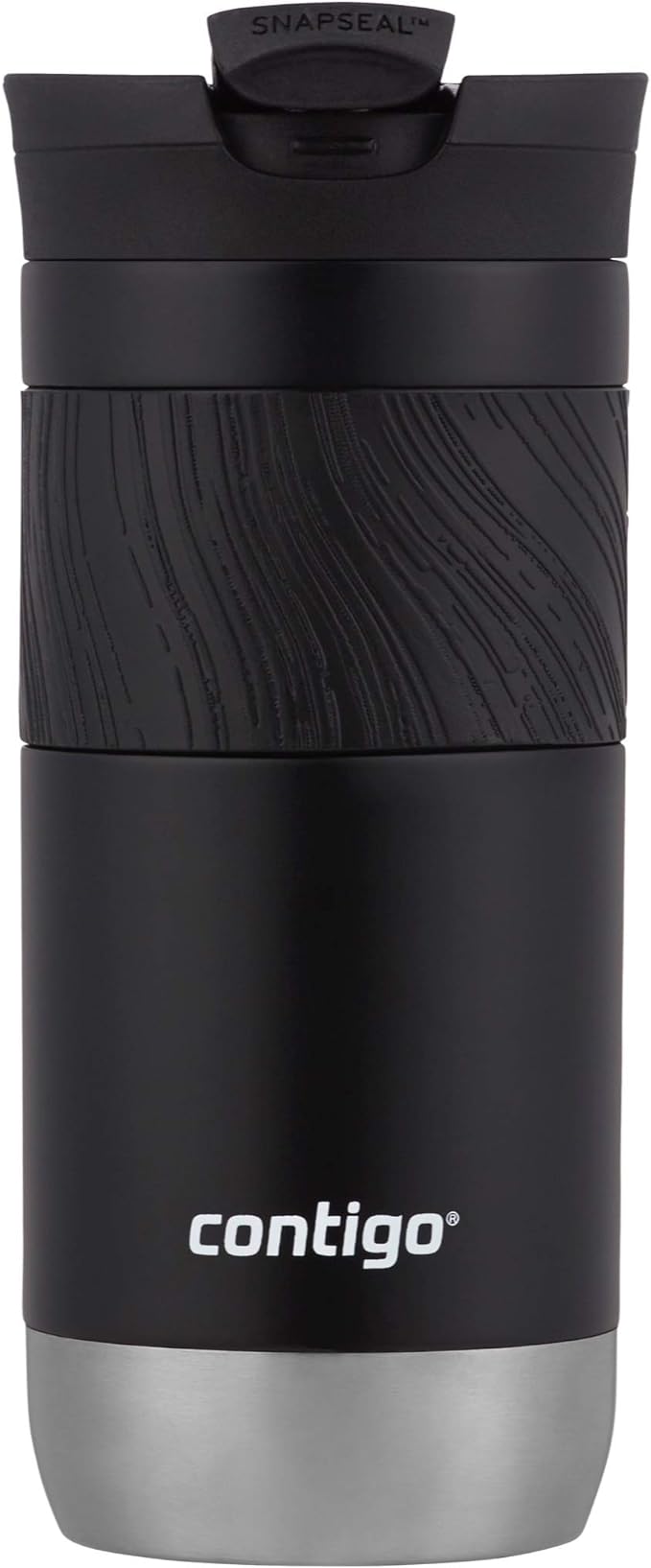 Contigo Byron Vacuum-Insulated Stainless Steel Travel Mug with Leak-Proof Lid Reusable Coffee Mug or Water Bottle BPA-Free 16oz Licorice Keeps Beverages Hot for 6 Hours or Cold for 12 Hours