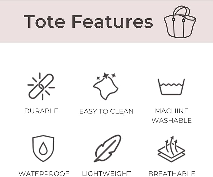 POPUPS Large Neoprene Tote Bag for Women – Stylish Work, Beach, Travel Bag with Pockets, Rope Handles with Zipper Pouch