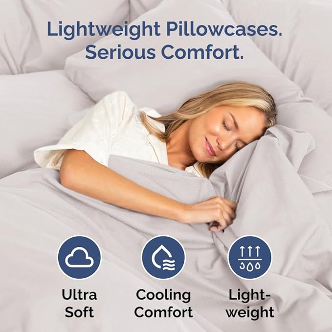 Queen Pillow Cases Set of 2 - Ultra Soft Hotel Quality Pillowcase Covers - Comfy Cozy Bedding for Women, Men, Kids & Teens - Machine Washable Pillow Protectors - 2 Pieces Set - Queen Size Light Grey