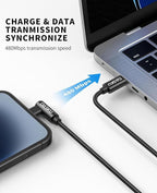 USB C to USB C Cable 2 Pack 90 Degree 60W, Right Angle Type C Fast Charging Cord, 10FT Braided Long Charger Cable for iPhone17/16/15, iPad, Samsung Galaxy, Google Pixel,