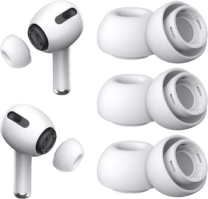 [3 Pairs] Replacement Ear Tips for Airpods Pro and Airpods Pro 2nd Generation with Noise Reduction Hole, Silicone Ear Tips for Airpods Pro with Portable Storage Box and Fit in The Charging Case(Large)