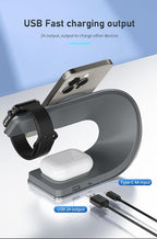 Qi2 Wireless Charger, 3 in 1 Fast Charging Station for iPhone 15/14/13/12, Apple Watch, AirPods, 15W Magnetic Foldable Charging Dock, Portable Wireless Charger Stand for Home, Office, Travel