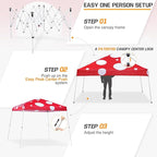 EAGLE PEAK 10x10 Slant Leg Pop-up Canopy Tent Easy One Person Setup Instant Outdoor Beach Canopy Folding Portable Sports Shelter 10x10 Base 8x8 Top (Red Mushroom)