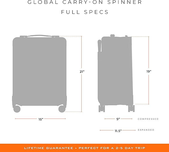 Briggs & Riley Global 21" Carry On Expandable Spinner - Luggage for International Travel, Suitcases with Wheels, Softside Rolling Bag for Men & Women, Self-Repairing Zipper - Baseline Collection, Navy