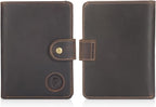 Polare Luxury RFID Blocking Leather Passport Holder Travel Wallet For Men and Women (Dark Brown with AirTag Slot(Snap Version))