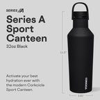 Corkcicle Sport Canteen - Keeps Drinks Cold 25 Hours - Stainless Steel Water Bottle - Triple-Insulated - Spill-Proof - Summer Drinkware Gift - Keeps Drinks Ice Cold - 20 oz - Black