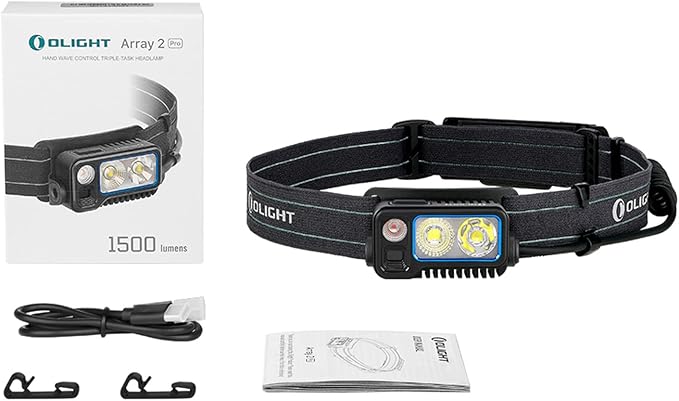 OLIGHT Array 2 Pro 1500 Lumens Headlamp with Red Light Option, Powered by USB-C Rechargeable LED Headlight with Motion Sensor for Outdoors, Camping, Running, Working (Black)