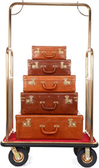 Generic Hotel Luggage Cart 39Lx19Wx68H Inch Bellman Cart with 881lb Load Capacity 8-inch Silent Rubber Casters Carpet Deck Bumper Rails Hotel Service Trolley for Commercial Use Condos Resorts