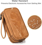 CAAORDKSO Universal Electronics Accessories Carrying Case, Electronic Cable Organizer Bag, Travel Cable Accessories Bag Pouch for Cable, USB, Cord, Charger, Phone, Power Bank, Earphone (Brown, Large)