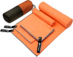 Eunzel Quick Dry Camping Towel, Microfiber Travel Towel 3 Size at 1 Pack,Fast Drying Towel Set for Camping, Beach, Gym, Sports, Yoga & Swimming Pool, Orange