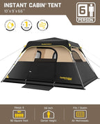 FanttikOutdoor Camping Tent 4/6/8/10 Person Instant Cabin Tent Setup in 60 Seconds with Rainfly & Windproof Portable with Carry Bag for Family Camping & Hiking