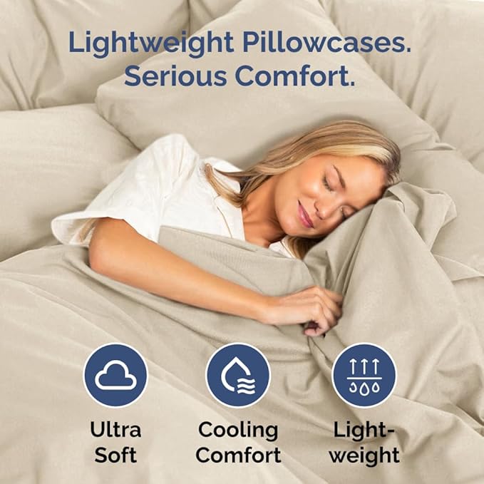 Pillowcases - Ultra Soft Hotel Quality Pillowcase Covers - Comfy, Cozy & Wrinkle Free - Shrinkage and Fade Resistant - Machine Washable Pillow Protectors - (King, Wheat, 4 Piece Set)