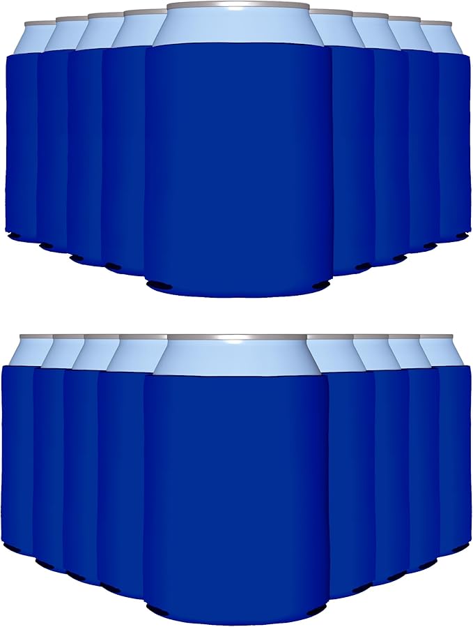 PartyPrints 1000 Pack Royal Blue Blank Can Cooler Sleeves, Customizable Bulk Can Coolers, Extra-Thick Collapsible Drink Insulator Sleeve, Beer Can Coolers for Party Beverages