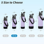 BJPKPK Insulated Water Bottle with Straw Lid, 22oz Thermo Water Bottles with 3 Lids, Paracord Handle & Non-slip Boot, BPA Free Leak Proof Stainless Steel Tumblers,Lavender