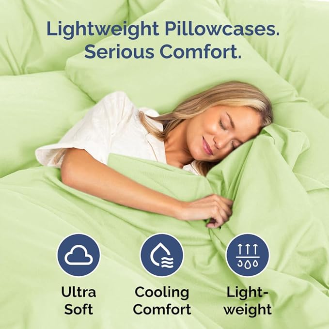 Queen Pillow Cases Set of 2 - Ultra Soft Hotel Quality Pillowcase Covers - Comfy Bedding for Women, Men, Kids & Teens - Machine Washable Pillow Protectors - 2 Pieces Set - Queen Size Light Sage Green