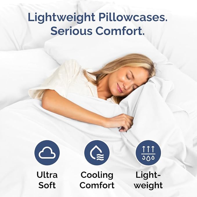 King Standard Pillow Cases Set of 2 - Soft Hotel Quality Pillowcase Covers - Comfy Bedding for Women, Men, Kids & Teens - Machine Washable Pillow Protectors - 2 Piece Set - King Standard Size White