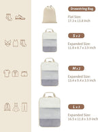 ECOHUB 6 Set Compression Packing Cubes, Lightweight Beach Vacation Travel Essentials Durable Travel Accessories for Suitcase Carry On Luggage Organizer Bags with YKK Zippers Shoe Bag, Beige