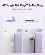ORICO 4FT Purple Travel Power Strip with 4 AC Outlets, 2 USB-A Ports, and 1 USB-C Port, 45° Flat Plug Extension Cord with Non Surge Protector for Travel/Home/Dorm/Office-AP3