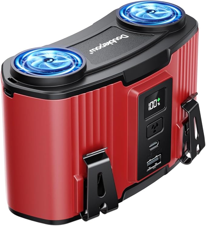 24000mAh Personal Waist Fan, USB Rechargeable Clip The Waist For Working,10 Speed & 40H Cooling and Heatstroke Prevention For Outdoor Travel Camping (Red, 24000mAh)