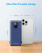 charmast Portable Charger with Built-in Cables and Plug, 10000mAh USB C Power Bank Fast Charging, External Battery Pack Slim, Travel Essentials Compatible with iPhones, Samsung Galaxy, iPad