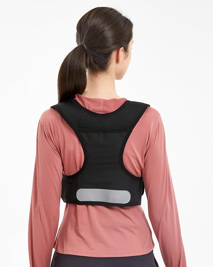 Running Vest for Women Men, USA Original Patent, Adjustable Chest Straps Running Hydration Vest with 500ml Soft Flask, Lightweight Reflective Hydration Backpack for Marathon