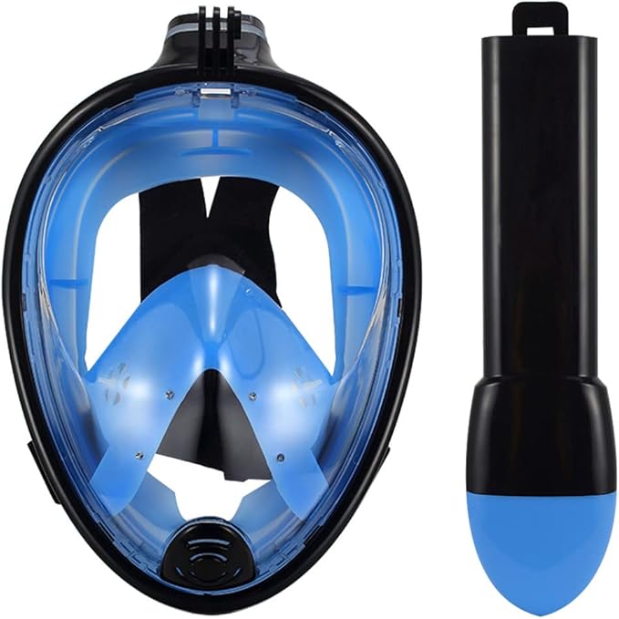 Full Face Snorkel Mask Adults with Dry Top System, Detachable Camera Mount, 180 Panoramic Anti-Fog Anti-Leak Diving Mask for Adult and Kids