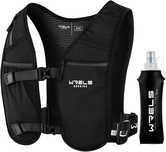 Running Vest with Running Water Bottle,Adjustable Reflective Hydration Vest with Waterproof Phone Holder for Women Men,Lightweight Water Vest for Outdoors