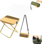Portable Camping Stool and Folding Small Chair - Compact Folding Stool, Picnic Hiking Fishing Outdoor Footstool for Hiking and Trekking(Khaki,Medium)