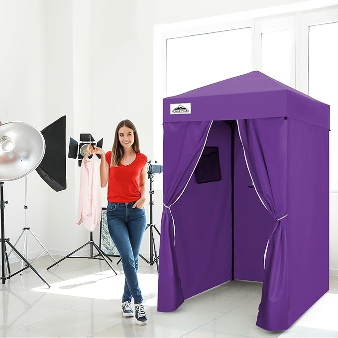 EAGLE PEAK Flex Compact 4x4 Pop-up Canopy Changing Room, Portable Dressing Room, Privacy Changing Tent for Indoor Fashion Photoshoots, Camping, or Pool, Purple