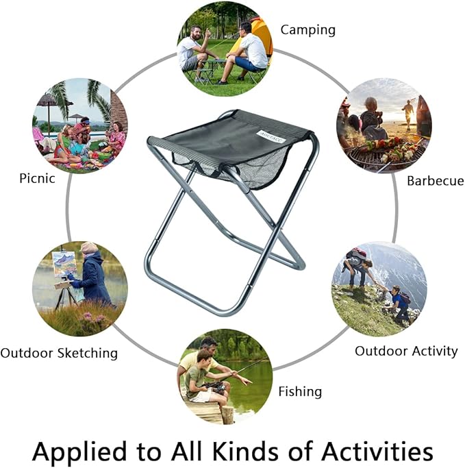 AOUTACC Ultralight Portable Folding Camping Stool for Outdoor Fishing Hiking Backpacking Travelling(XL:13"x14"x15";Large:11.8"x11"x11.4"; Medium:8.3"x9.5"x 11")