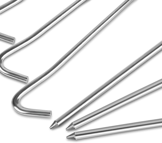 9" Tent Stakes, Heavy Duty Tarp Camping Stakes, Galvanized Metal Pegs for Outdoor Decorations, 20 PCS